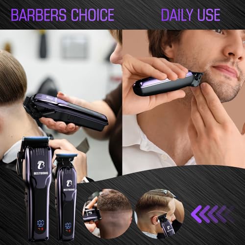 BESTBOMG® Professional Hair Clippers for Men, Clipper & Trimmer Set, Blue - color: Blue
