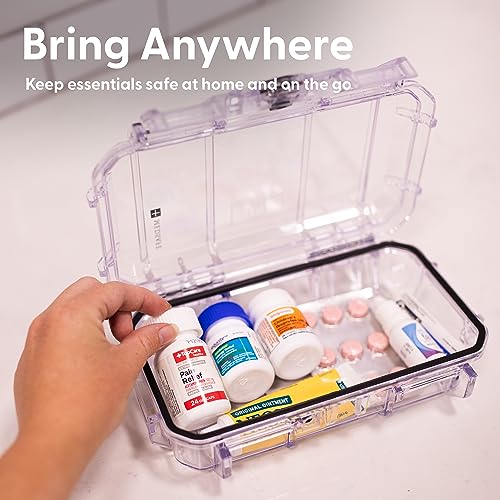 Evergreen X Seahorse 56 Medication Lock Box - Medium, First Aid Kit, Childproof, Empty Lockable Medicine Box to Store Medications, Diabetic Supplies. NO SUPPLIES INCLUDED (Clear + Boho) - color: Clear + Boho
