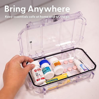 Evergreen X Seahorse 56 Medication Lock Box - Medium, First Aid Kit, Childproof, Empty Lockable Medicine Box to Store Medications, Diabetic Supplies. NO SUPPLIES INCLUDED (Clear + Boho) - color: Clear + Boho