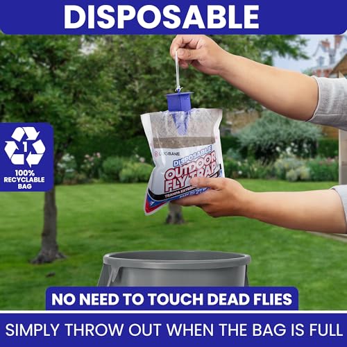 Fly Traps Outdoor Fly Trap for Patio. 2 Non-Toxic Pre-Baited Flies Bags Outdoor Disposable. Hanging Bug Catchers for All Filth Flies Killer for Outside Bug Control in Yard Horse Ranch Trash Can. - style: 2pk