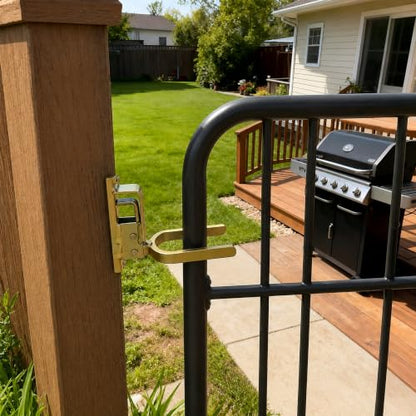 Instant Locking Gate Latch, Heavy-Duty Automatic Spring Lock, Rust-Resistant Steel, One-Hand Operation, Easy Install for Wood, Metal, and Pipe Gates, Farm, Ranch, Backyard (1PCS)