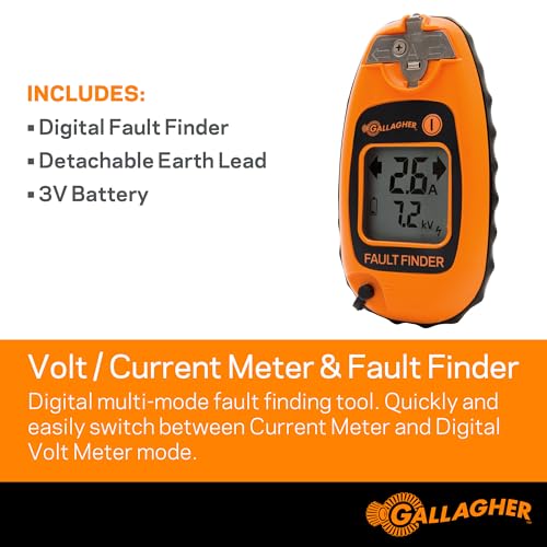 Gallagher Smartfix Fence Volt & Current Meter | Fault Finder for Electric Fencing | Digital Display with Directional Arrows | Measures Voltage, Amperage & Short Location | Saves Time on Repairs