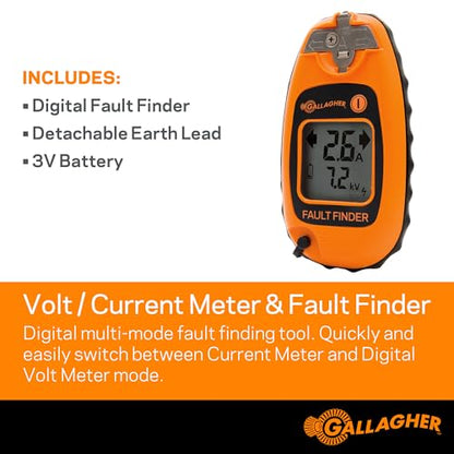 Gallagher Smartfix Fence Volt & Current Meter | Fault Finder for Electric Fencing | Digital Display with Directional Arrows | Measures Voltage, Amperage & Short Location | Saves Time on Repairs
