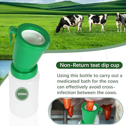 Teat Dip Cup - Non Reflow Design for Cow, Goat, Sheep - style: green