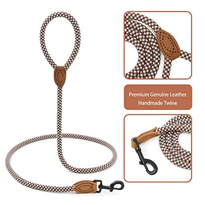 Mile High Life Dog Leash with Genuine Leather-Wrapped Ends, 4/5/6FT - color: Brown, size: 48 Inch-1/2"