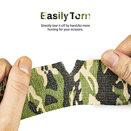 FRESINIDER 9 Rolls Self Adhesive Wrap Athletic Tape Gauze, Breathable Elastic Cohesive Bandage for Sports Injury & Pet (7 Pcs 2" x 5 Yards + 2 Pcs 1" X 5 Yards) (Woodland Camo) - color: Woodland Camo