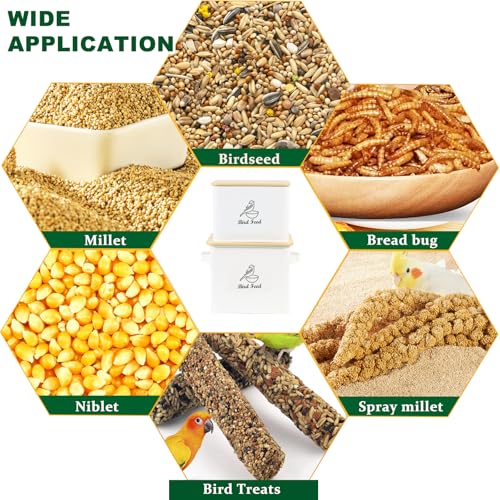 Bird Seed Storage Container Set of 2,10LB Bird Food Container-White - color: White(Bird Feed)