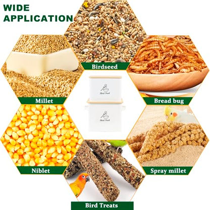Bird Seed Storage Container Set of 2,10LB Bird Food Container-White - color: White(Bird Feed)