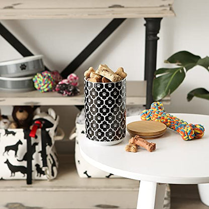 Bone Dry Lattice Collection Pet Bowl & Canister, Treat Canister, 4x6.5 inches, Black (Pack of 6) - color: Black, size: Treat Canister, 4 x 6.5 in (Pack of 6)