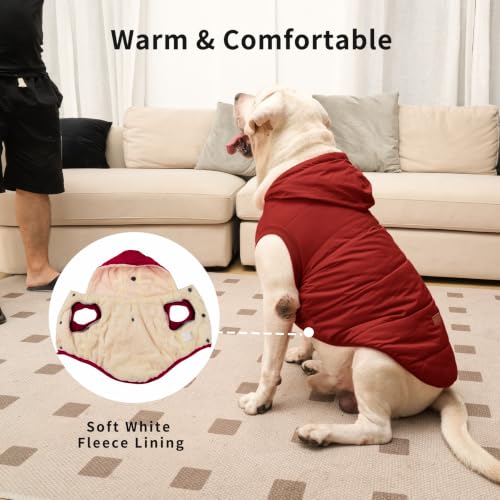 Vecomfy Dog Hoodie in Winter for Medium Dogs Jacket Pet Coats with Hooded, Red L - color: Red, size: Large