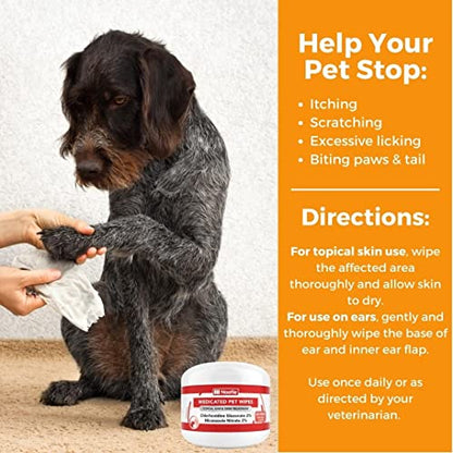 Nootie Medicated Dog Wipes, Chlorhexidine & Miconazole Pet Wipe for Dogs & Cats - 2” Small Wipes, 60 Count - Sold in Over 10,000 Vets & Pet Stores (Pack of 2) - size: 60 Count (Pack of 2)