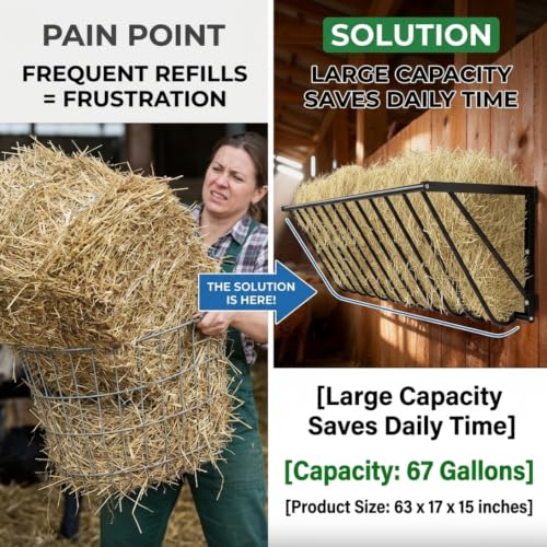 Stall Hay Feeder Wall Mount, Carbon Steel Goat Rack - Livestock Barn Feeding Solution