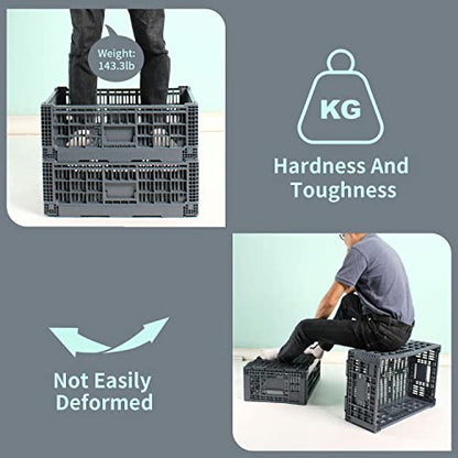 Collapsible Storage Bin/Containe， Transfer box,crate Transit storage of various items (Gray 23.6" L x 15.7" W x 8.6" H-two) - size: Gray 23.6" L x 15.7" W x 8.6" H-two