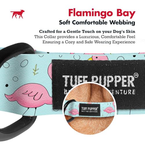 Tuff Pupper Premium Adjustable Dog Collar, Stylish Pattern Collars Designed in USA, Quick Release Buckle, Flamingo Bay Small (0.7 Inch Wide x 8-12 Inch Neck) - color: Flamingo Bay, size: Small