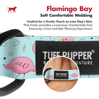 Tuff Pupper Premium Adjustable Dog Collar, Stylish Pattern Collars Designed in USA, Quick Release Buckle, Flamingo Bay Small (0.7 Inch Wide x 8-12 Inch Neck) - color: Flamingo Bay, size: Small