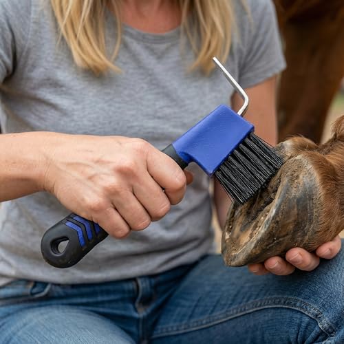 Alipis Horse Hoof Pick with Brush Hoof Cleaning Tools for Horse Grooming Comfortable Grip Handheld Design Dirt Removal Tool for Daily Grooming 6.69 X 3.34 X 0.78 in