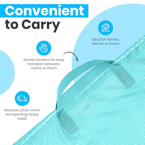 Handy Laundry Mesh XL Laundry Bag 24"x36" with Shoulder Strap, Teal | XL 24x36 Mesh Laundry Bag, Handles & Shoulder Strap, Breathable, Machine Washable, Dorm Travel Bedding, Teal - color: Teal, size: 1-Pack