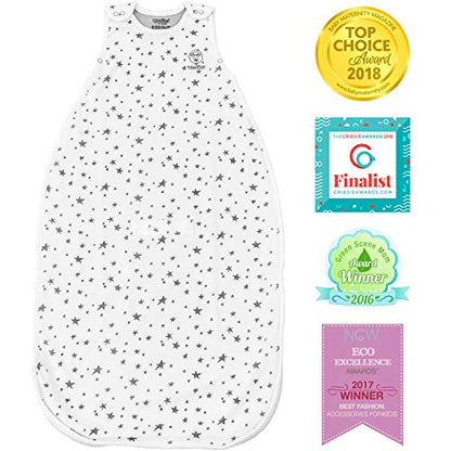 Woolino Toddler Sleeping Sack, 4 Season, Merino Wool and Organic Cotton, Baby Sleep Bag, 2-4 Years, Stars - color: Stars