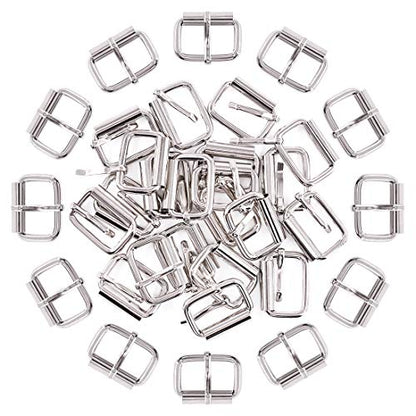 Swpeet 60Pcs 1 Inch / 25mm Heavy Duty Metal Ring Buckle Webbing Belts - color: Sliver, style: Metal Roller Buckles