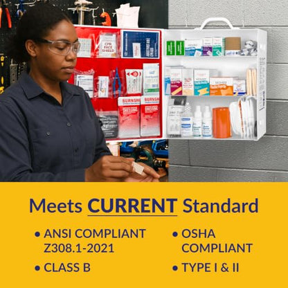 MFASCO OSHA/ANSI 2021 Class B Compliant First Aid Cabinet, Large, 3-Shelf - size: 3 Shelf, style: Standard ANSI/OSHA