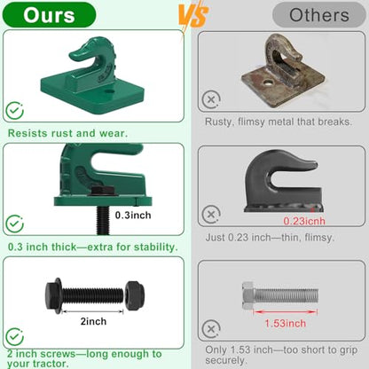 Insaga 3/8" Tractor Bucket Hooks - 2 Pack Forged Steel Bolt-On Grab Hooks - color: Dark Green-2Pack