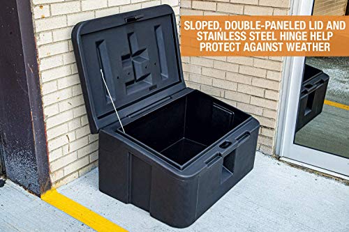 Buyers Products 9031105 Heavy Duty 35 Gallon Poly Storage Bin, Black | Weather-Resistant 35 Gallon Storage With Lockable Lid, Forklift Slots And Stackable, Corrosion-Free Construction And Gear - size: 36 Gallon Capacity