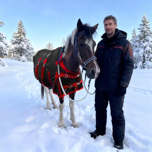 Mini Horse Pony Foal Miniature Horses Turnout Blanket, Winter Blanket for Horses with Belly Wrap, Donkey Blanket, 1200 Denier Waterproof &Breathable/220g Filling (55IN) - size: 55IN