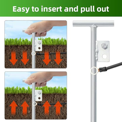 Electric Fence Wire Grounding Rod, Portable Ground Rod with Electric Fence Wire, Solar Electric Fence Lead Wire with Alligator Clip, for Energizer to Fence Wire & Ground System