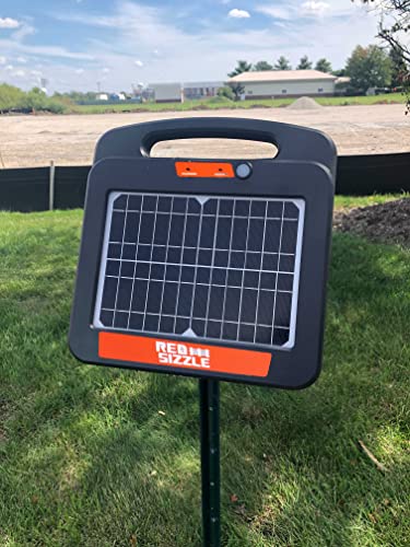 Solar Electric Fence Charger for Day and Night Power | Red Sizzle 12S | 1.85 Joule | Solar Energizer to Keep Out Predators