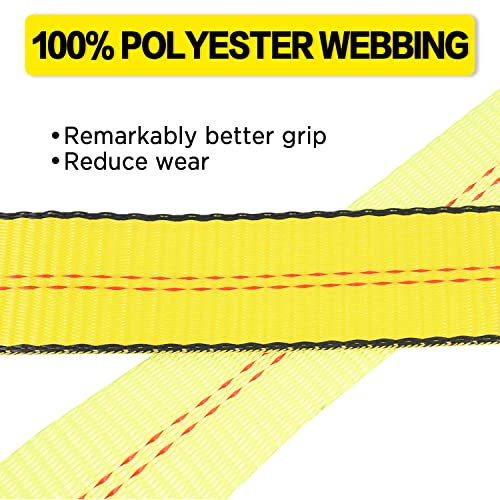 Auto Hauler Straps for Trailer Heavy Duty 2" x 10' Vehicle Tie Down Kit-10,000lb Guaranteed Break Strength-(4) Premium Ratchet Strap with Rubber Blocks Wheel Tie-Downs for Truck, UTV
