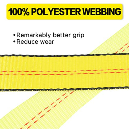 Auto Hauler Straps for Trailer Heavy Duty 2" x 10' Vehicle Tie Down Kit-10,000lb Guaranteed Break Strength-(4) Premium Ratchet Strap with Rubber Blocks Wheel Tie-Downs for Truck, UTV