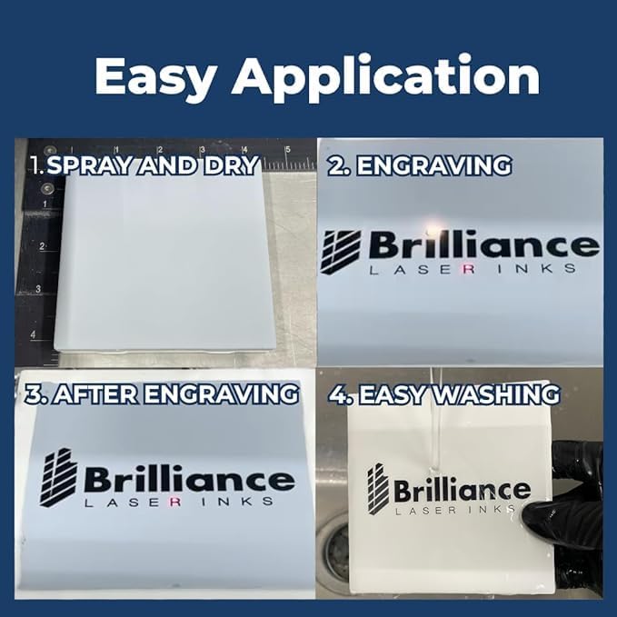 Brilliance Laser Inks Ceramic and Glass Black Marking Spray - 12oz Aerosol Marks on Ceramics and Glass. Aerosol for Fiber, YAG, Diode, and CO2 Laser Engraver Machine, BLI420 - color: 1 Pcs