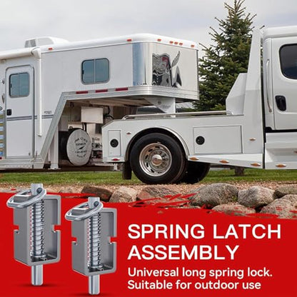 2 Pack Heavy Duty Spring Latch Lock, Universal Long Spring Lock Steel Latch Assembly for Utility Trailer Gate, Trailer Gate Latch, Barn Doors, Tracks & Ramp Doors