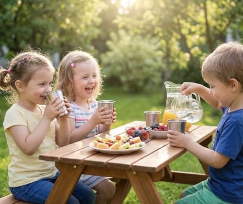 CHILLOUT LIFE Stainless Steel Cups for Kids and Adult 12 oz – Metal Kids Cups stackable for Home & Outdoor Activities, BPA Free Healthy Unbreakable Premium Metal Drinking Pint Glasses (4-Pack) - color: Stainless Steel, style: 12 oz