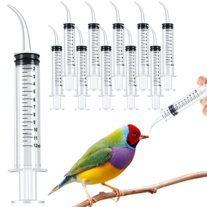 12 Pieces 12 ml Baby Birds Hand Feeding Syringes, Parrots Syringe Feeder