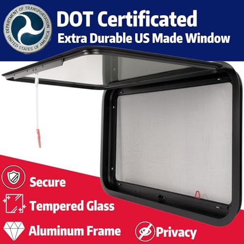 RV MURTS Trailer Emergency Pop Out Window w/Screen & Trim Kit, 30"x20". - size: RV Exit Window 30×20（1-1/2)