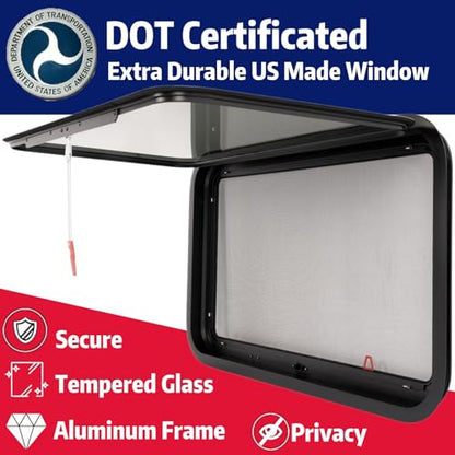 RV MURTS Trailer Emergency Pop Out Window w/Screen & Trim Kit, 30"x20". - size: RV Exit Window 30×20（1-1/2)