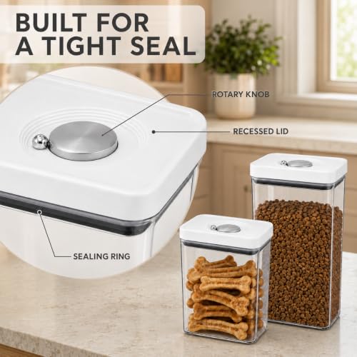 UFORU Dog and Cat Food Storage Containers, 3.1 and 4.4 Qt Airtight 2-Pack | Twist-Lock Lid, Kibble and Pet Treats, BPA-Free Material, Space-Saving Stackable Design, Easy One-Touch Opening - color: 3.1QT+4.4QT