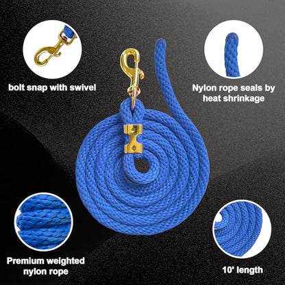 5/8" x 8' Nylon Horse Lead Rope (Royal Blue) - color: Royal Blue