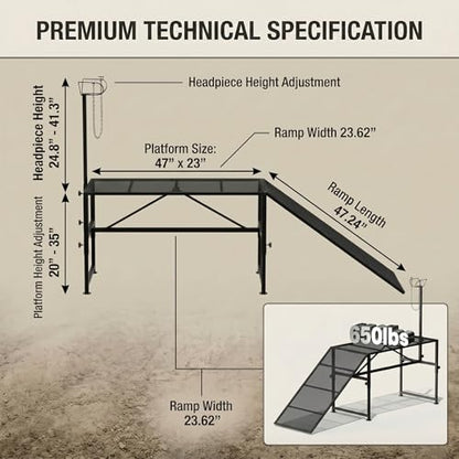 Livestock Trimming Chute, 650 LBS Goat Milking Stand with Ramp, Black - color: Black + Ramp