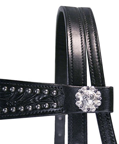 Tahoe Tack Midnight Black Browband Headstall with Split Reins Full Horse Size