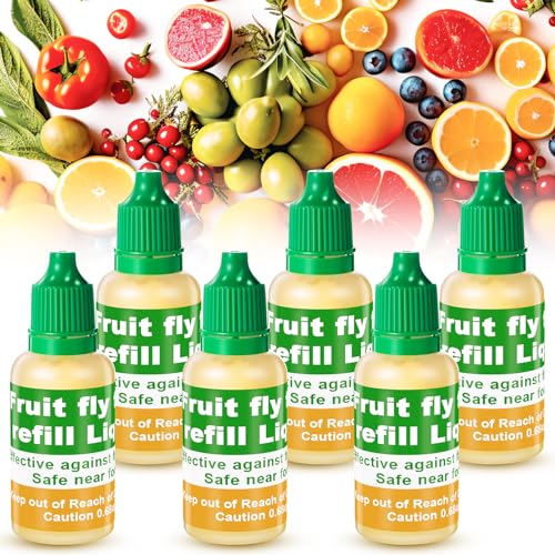 Qualirey 6 Pack Fruit Fly Trap Refill Liquid, 0.68oz Per Bottle (Green) | Liquid Fruit Fly Traps for Indoors, Non Toxic Bait Safe Near Pets, Food and Kids, Lure Refill for Home Kitchen - color: Green