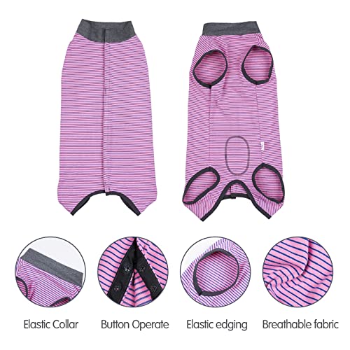 Dotoner Dog Recovery Suit Abdominal Wound Puppy Surgical Clothes Post-Operative Vest Pet After Surgery Wear Substitute E-Collar & Cone(M,Pink) - color: Pink, size: Medium (Pack of 1)