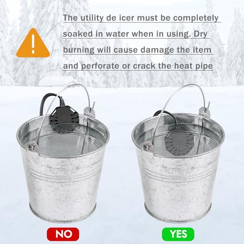 500W Utility De-Icer Submergible Aluminum Alloy Chicken Water Heater, Bird Bath Heater, Stock Tank Heater for Livestock Poultry Birds, Horses, Wildlife Drinking with 10FT Power Cord, Black
