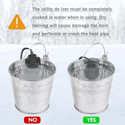 500W Utility De-Icer Submergible Aluminum Alloy Chicken Water Heater, Bird Bath Heater, Stock Tank Heater for Livestock Poultry Birds, Horses, Wildlife Drinking with 10FT Power Cord, Black