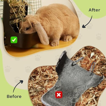 Hay and Food Feeder for Rabbit, Guinea Pig, Bunny, Chinchilla, Heavy Duty Metal Bin 5.5 x 5.5 x 7 inch (Pack of 2) - size: Pack of 2
