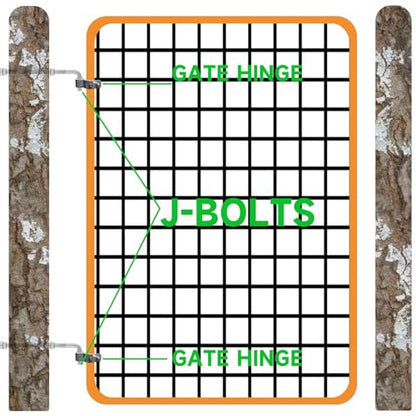 LANIAKEA 4PCS 10" J Bolt Gate Hinge J-Bolt Chain Link Fence Gate Hinge Heavy Duty Threaded Hinges for Cattle Corral Panels - size: 10in
