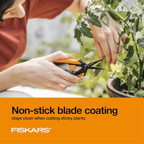 Fiskars 6" Non-Stick Pruning Snips, Resin-Resistant Garden Scissors, 2-Pack | Garden Shears for Weeds, Flower Buds & Small Plants, Steel Blades Stay Sharp, Easy Action Spring, SoftGrip Handles - style: Non-Stick Snips (2-Pack)