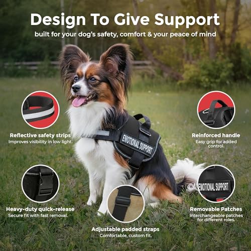 Industrial Puppy Emotional Support Vest Harness, XXS 13.5-17 in, Black - color: Black, size: XXS, Fits Girth 13.5-17"