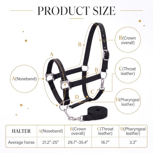 2 Pack Nylon Horse Halter with Reins Adjustable - color: Black